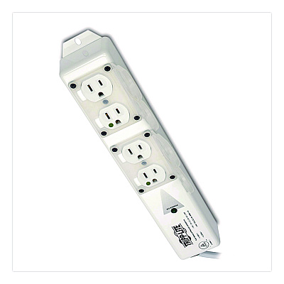 Tripp Lite Medical-Grade Surge Protector with Antimicrobial Protection for Patient-Care Vicinity, 4 Outlets, 15 ft Cord, 1,410 J, White (SPS415HGULTR)