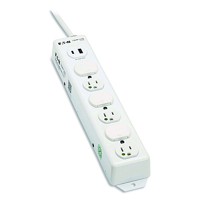 Tripp Lite Safe-IT Medical-Grade Power Strip with Antimicrobial Protection, 6 Hospital-Grade Outlets, USB Charging, 2 ft Cord, White (PS602HGUSB)