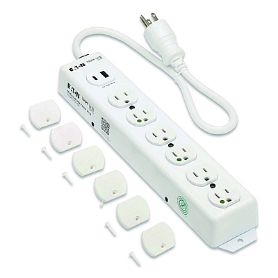 Tripp Lite Safe-IT Medical-Grade Power Strip with Antimicrobial Protection, 6 Hospital-Grade Outlets, USB Charging, 2 ft Cord, White (PS602HGUSB)