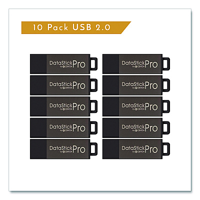 Centon DataStick Pro USB 2.0 Type A Flash Drive, 16 GB, Gray, 10/Pack (106622)