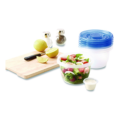 Glad To Go Lunch Containers, 2 Compartments, 32 oz, Plastic, 4/Pack (134347)