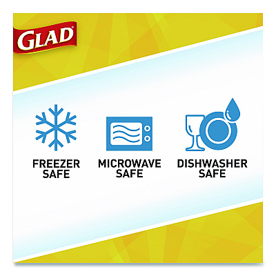 Glad To Go Lunch Containers, 2 Compartments, 32 oz, Plastic, 4/Pack (134347)