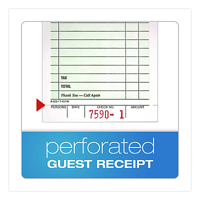 Adams One-Part Guest Check Pad with Perforated Stub, One-Part (No Copies), 3.4 x 6.25, 50 Forms/Pad, 10 Pads/Pack (525SW)