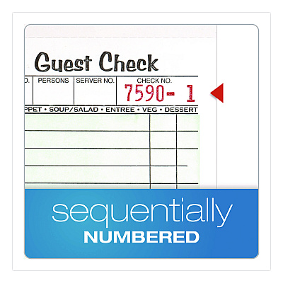 Adams One-Part Guest Check Pad with Perforated Stub, One-Part (No Copies), 3.4 x 6.25, 50 Forms/Pad, 10 Pads/Pack (525SW)
