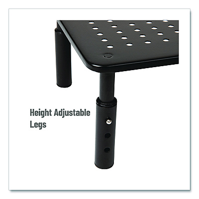 Mind Reader Adjustable Rectangular Monitor Stand, 14.5" x 9.25" x 4" to 5.5", Black, Supports 44 lb, 2/Pack (4LEGM2PKBLK)