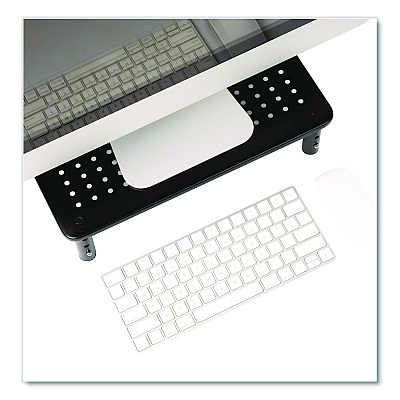 Mind Reader Adjustable Rectangular Monitor Stand, 14.5" x 9.25" x 4" to 5.5", Black, Supports 44 lb, 2/Pack (4LEGM2PKBLK)