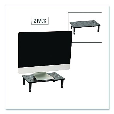 Mind Reader Adjustable Rectangular Monitor Stand, 14.5" x 9.25" x 4" to 5.5", Black, Supports 44 lb, 2/Pack (4LEGM2PKBLK)