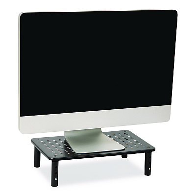 Mind Reader Adjustable Rectangular Monitor Stand, 14.5" x 9.25" x 4" to 5.5", Black, Supports 44 lb, 2/Pack (4LEGM2PKBLK)