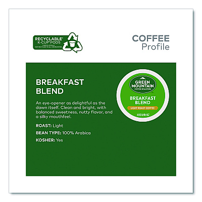 Green Mountain Coffee Roasters Roasters Roasters Breakfast Blend Coffee K-Cups, 0.31 oz, 48/Box (1635473)
