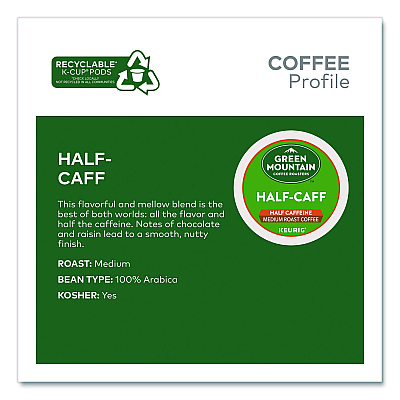 Green Mountain Coffee Roasters Roasters Roasters Half-Caff Coffee K-Cups, 0.33 oz, 48/Box (2140552)