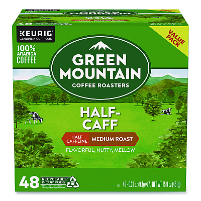 Green Mountain Coffee Roasters Roasters Roasters Half-Caff Coffee K-Cups, 0.33 oz, 48/Box (2140552)