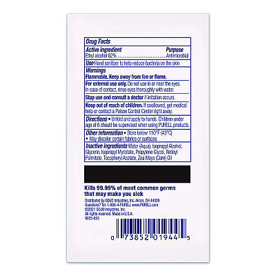PURELL Cottony Soft Individually Wrapped Sanitizing Hand Wipes, 5 x 7, Herbal Scent, White, 480/Carton (902512)