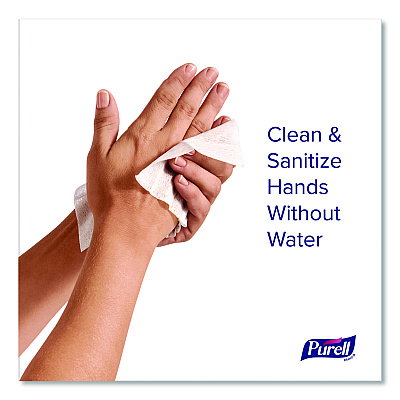 PURELL Cottony Soft Individually Wrapped Sanitizing Hand Wipes, 5 x 7, Herbal Scent, White, 480/Carton (902512)