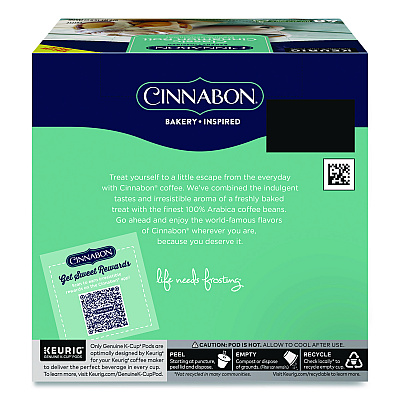 Cinnabon Classic Cinnamon Roll Coffee K-Cups, 0.33 oz, 48/Box (24297522)