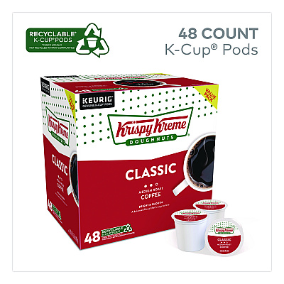 Krispy Kreme Doughnuts Classic Coffee K-Cups, Medium Roast, 0.33 oz, 48/Box (24306975)