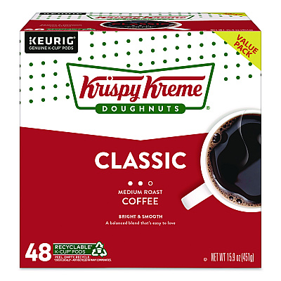 Krispy Kreme Doughnuts Classic Coffee K-Cups, Medium Roast, 0.33 oz, 48/Box (24306975)
