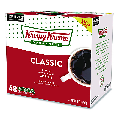 Krispy Kreme Doughnuts Classic Coffee K-Cups, Medium Roast, 0.33 oz, 48/Box (24306975)