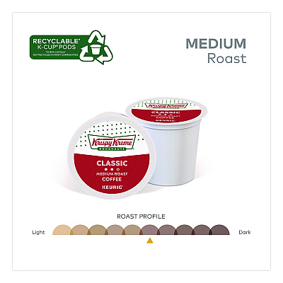Krispy Kreme Doughnuts Classic Coffee K-Cups, Medium Roast, 0.33 oz, 48/Box (24306975)