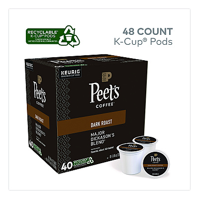 Peet's Coffee Major Dickason's Blend K-Cups, 0.44 oz, 40/Box (24306979)