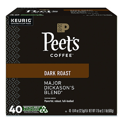 Peet's Coffee Major Dickason's Blend K-Cups, 0.44 oz, 40/Box (24306979)