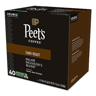 Peet's Coffee Major Dickason's Blend K-Cups, 0.44 oz, 40/Box (24306979)