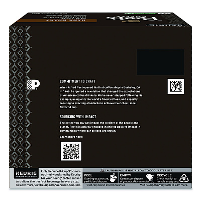 Peet's Coffee Major Dickason's Blend K-Cups, 0.44 oz, 40/Box (24306979)