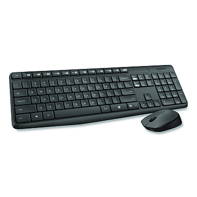 Logitech MK235 Wireless Keyboard and Optical Mouse Combo, 2.4 GHz Frequency, 33 ft Wireless Range, Black (2622126)