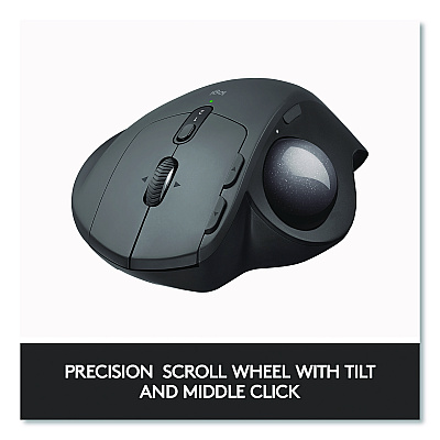 Logitech MX Ergo Plus Advanced Wireless Trackball Mouse, 2.4 GHz Frequency/33 ft Wireless Range, Right Hand Use, Black (2764655)