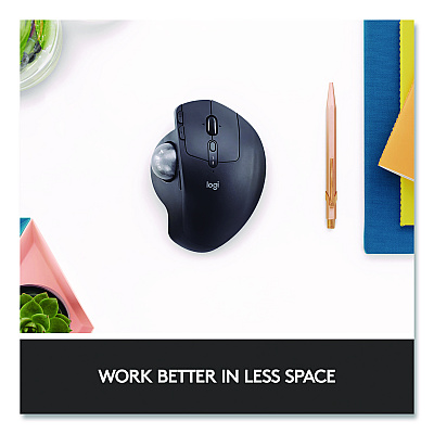 Logitech MX Ergo Plus Advanced Wireless Trackball Mouse, 2.4 GHz Frequency/33 ft Wireless Range, Right Hand Use, Black (2764655)