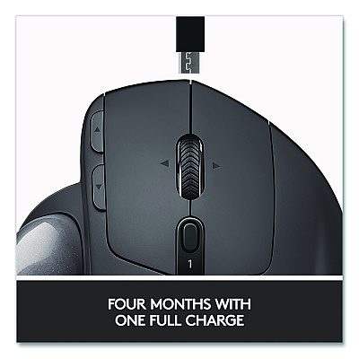 Logitech MX Ergo Plus Advanced Wireless Trackball Mouse, 2.4 GHz Frequency/33 ft Wireless Range, Right Hand Use, Black (2764655)