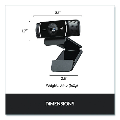 Logitech C922 Pro Stream Webcam, 1920 pixels x 1080 pixels, 3 Mpixels, Black (2843756)