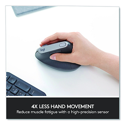 Logitech MX Vertical Advanced Ergonomic Mouse, 2.4 GHz Frequency/33 ft Wireless Range, Left/Right Hand Use, Graphite (24342520)
