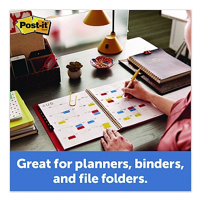 Post-it Tabs 1" Plain Solid Color Tabs, 1/5-Cut, Assorted Colors, 1" Wide, 36/Pack (70005179224)