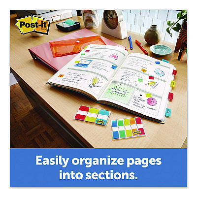 Post-it Tabs 1" Plain Solid Color Tabs, 1/5-Cut, Assorted Colors, 1" Wide, 36/Pack (70005179224)