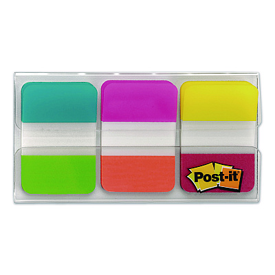 Post-it Tabs 1" Plain Solid Color Tabs, 1/5-Cut, Assorted Colors, 1" Wide, 36/Pack (70005179224)