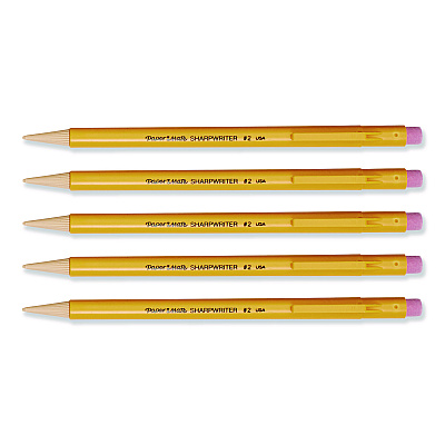 Paper Mate Sharpwriter Mechanical Pencil, 0.7 mm, HB (#2), Black Lead, Classic Yellow Barrel, 5/Pack (30376BPP)