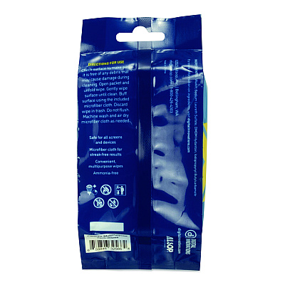 Digital Innovations ScreenDr Device and Screen Cleaning Wipes, 6.88" x 3.9", Unscented, White/Gray, 20/Pack (32566)