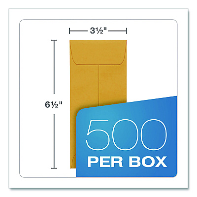 Quality Park Redi-Seal Coin and Small Parts Envelope, #7, Cheese Blade Flap, Redi-Seal Adhesive Closure, 3.5 x 6.5, Kraft Brown, 500/Box (50765)