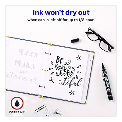 Avery MARKS A LOT Large Desk-Style Permanent Marker with Metal Pocket Clip, Broad Bullet Tip, Black (24878EA)