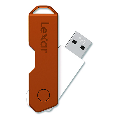 Lexar Twist Turn2 USB 2.0 Flash Drive, 32 GB, Orange/Purple/Teal, 3/Pack (24388082)