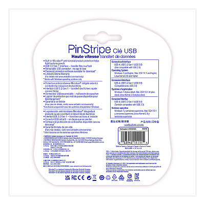 Verbatim PinStripe USB 3.0 Flash Drive, 16 GB, Assorted Colors, 5/Pack (70387)