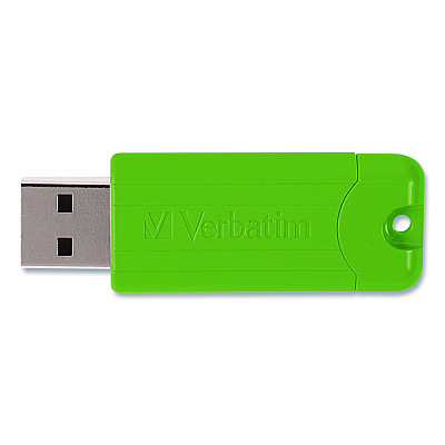 Verbatim PinStripe USB 3.2 Flash Drive, 64 GB, Assorted Colors, 5/Pack (70389)