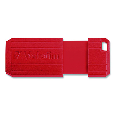 Verbatim PinStripe USB 2.0 Flash Drive, 128 GB, Blue/Red, 2/Pack (70391)
