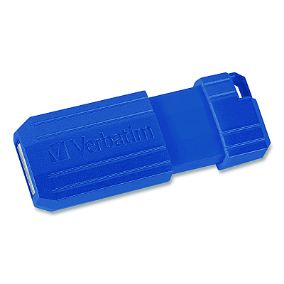 Verbatim PinStripe USB 2.0 Flash Drive, 128 GB, Blue/Red, 2/Pack (70391)