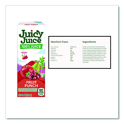 Juicy Juice Juice Box Variety Pack, Assorted Flavors, 6.75 oz Box, 32/Carton (2730145)