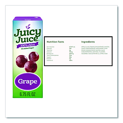 Juicy Juice Juice Box Variety Pack, Assorted Flavors, 6.75 oz Box, 32/Carton (2730145)