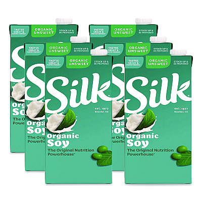 Silk Soymilk, Unsweetened Original, 32 oz, 6/Carton (1706751)