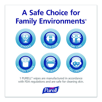PURELL Cottony Soft Individually Wrapped Sanitizing Hand Wipes, 5 x 7, Herbal Scent, White, 480/Carton (902512)
