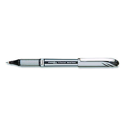 Pentel EnerGel NV Gel Pen, Stick, Medium 0.7 mm, Black Ink, Gray/Black Barrel (BL27AEA)