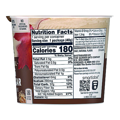 Quaker Instant Oatmeal, Maple Brown Sugar, 1.69 oz Packet, 24/Carton (570958)